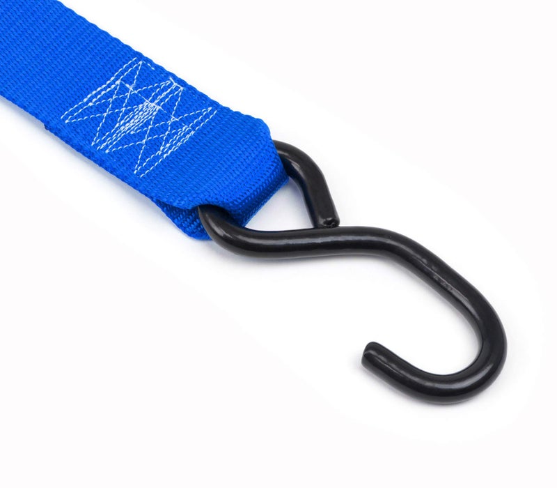 PowerTye Cam Buckle Tie Down Straps â€“ 2 inch x 8ft Straps with S-Hooks â€“ Ideal for Motorcycle, ATV, Trailers, and Truck Bed Cargo â€“ 600 lb WLL & 1,800 lb Break Strength â€“ USA Made, Blue (Pair) - Image 3